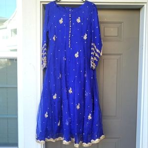 Pakistani/indian/Desi Anarkali, Blue and gold
